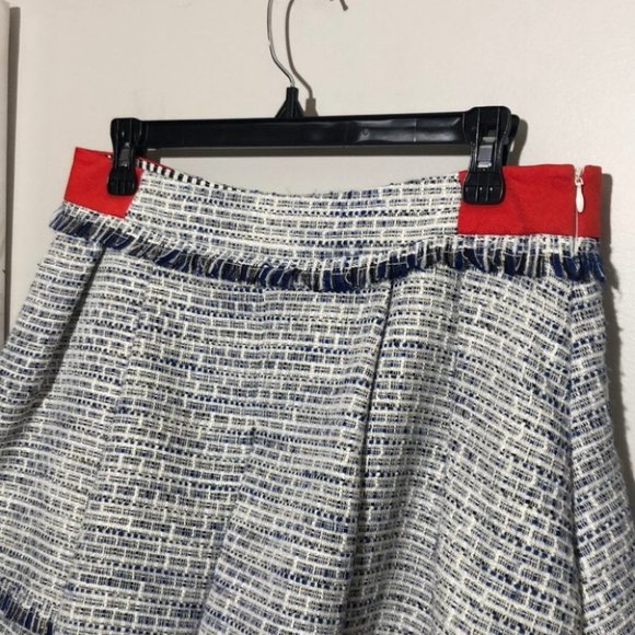 Luna Pleated Skirt, Frayed edge, Blue & White - Picture 4 of 10